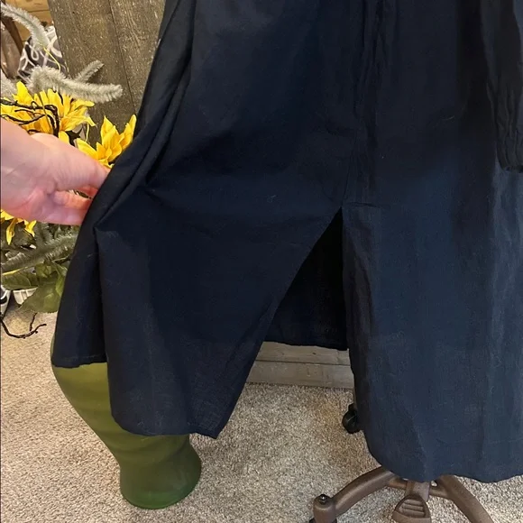 Anthro Embroidered Black Cover Up Dress Cotton Oversized Boho Beach - Picture 8 of 16